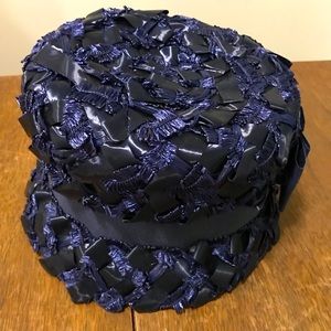 Vintage 1960s Woven Lampshade Hat with Bow